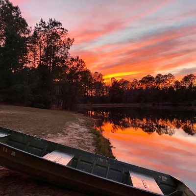 a sunset over a body of water